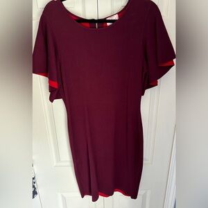 Milly burgundy dress with red contrast, size L.
